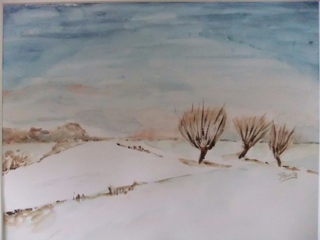Winterse stilte, aquarel 2